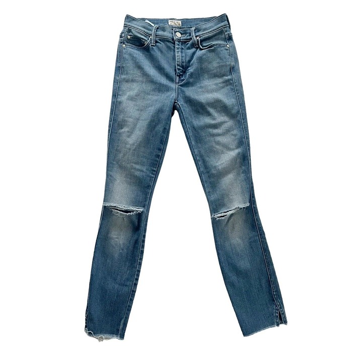 Mother Jeans Women's Sz 24 The Vamp Fray Crack The Whip Raw Hem Denim Jeans