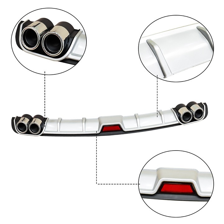 New Universal White Rear Bumper Lip Diffuser Splitter Shark Fin Style Protector