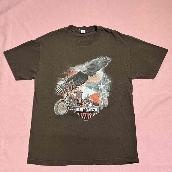 Vintage Harley-Davidson Mens Lebanon MO Biker Eagle Patriotic Shirt Size Large