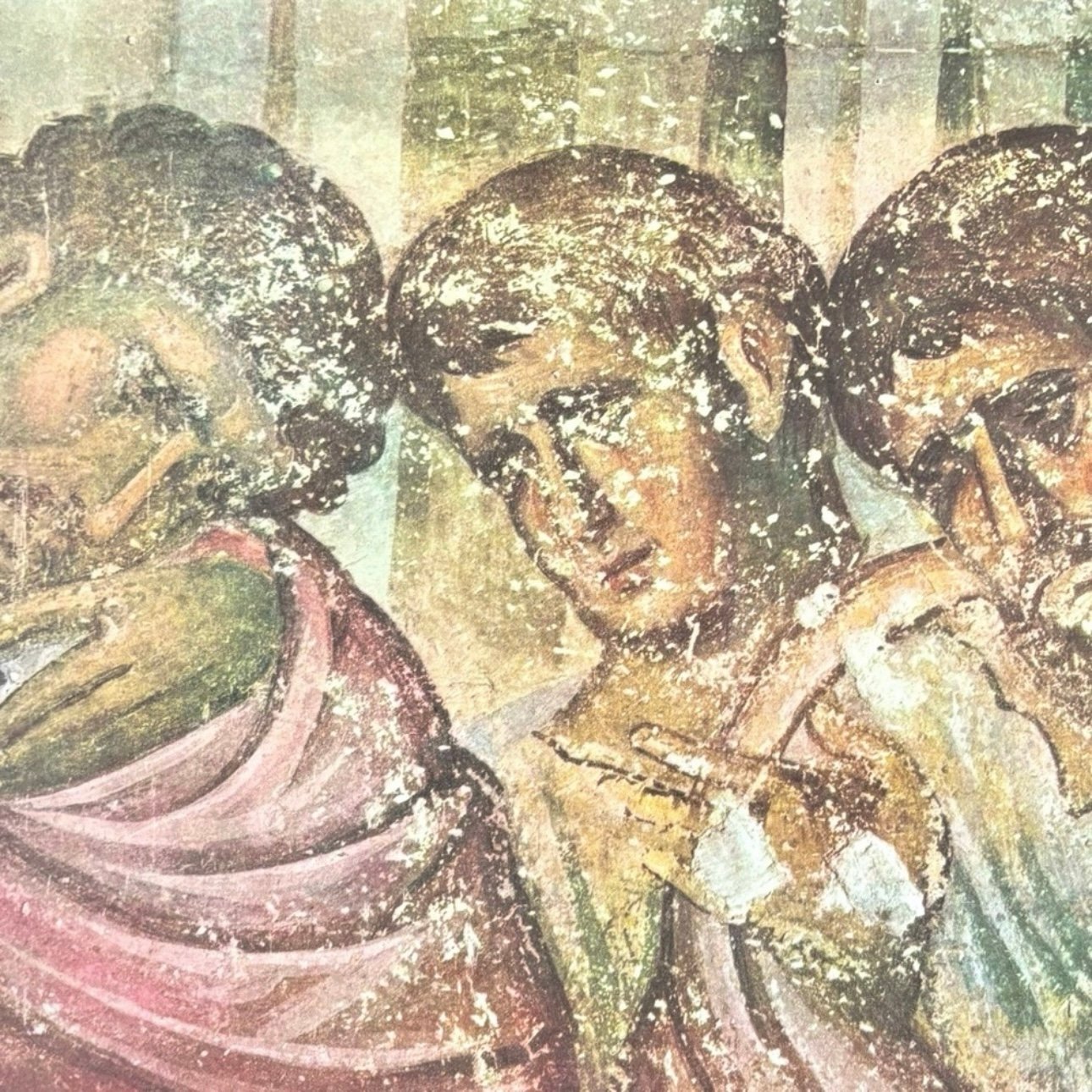 Original Vintage Fine Art Print Poster Medieval Yugoslavia Wall Frescoes Antique