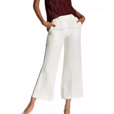 Theory Nadeema Linen Flare Leg Drape Trousers in White, Size 6