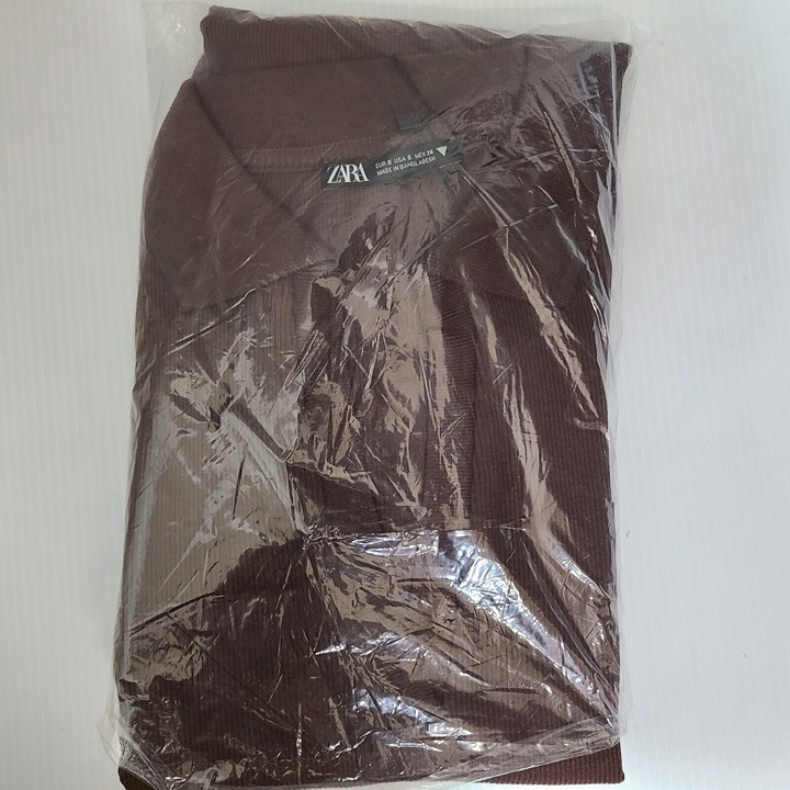 ZARA RIBBED POLO BROWN | 3641/814 CROP TOP