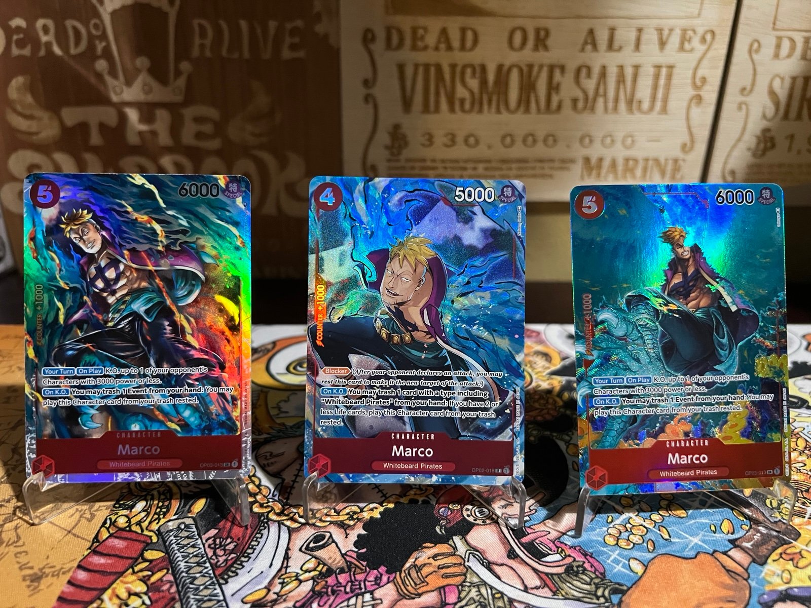 One Piece Card Game - Marco Set (3 Cards) OP03-110 & OP02-018 (Alt Art & SR)