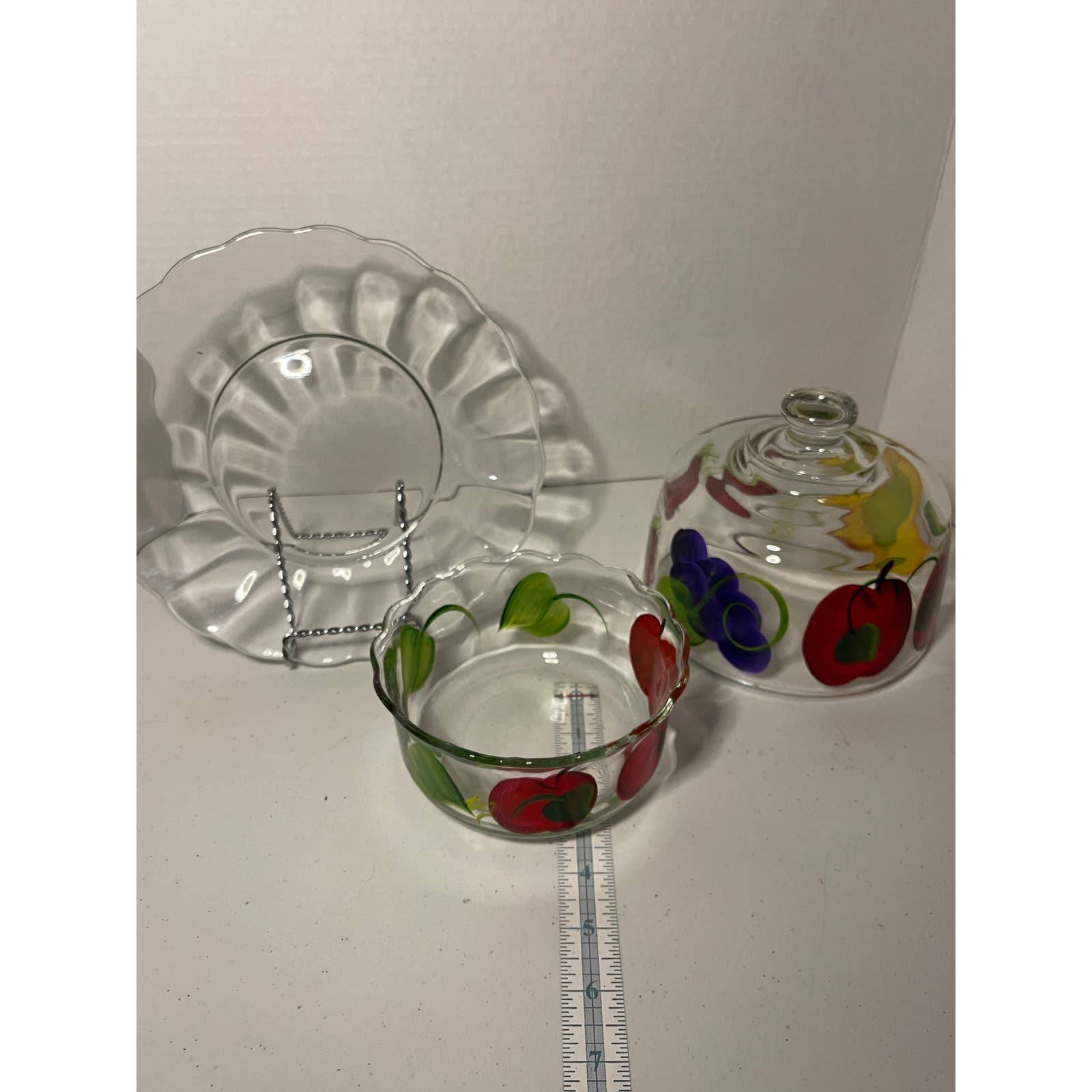 Hand Painted 3 PC. Cheese and Fruit Set