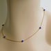 14K Gold Station Necklace - Blue Glass Beads
