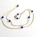 14K Gold Station Necklace - Blue Glass Beads
