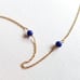 14K Gold Station Necklace - Blue Glass Beads