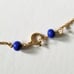 14K Gold Station Necklace - Blue Glass Beads