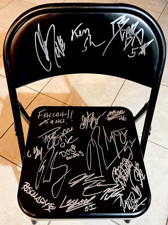 TNA IMPACT Wrestling Steel Folding Chair Signed By 25 Wrestlers Autograph RVD