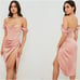 House of CB 'Loretta' Blush Pink Satin Off Shoulder Corset Dress XS
