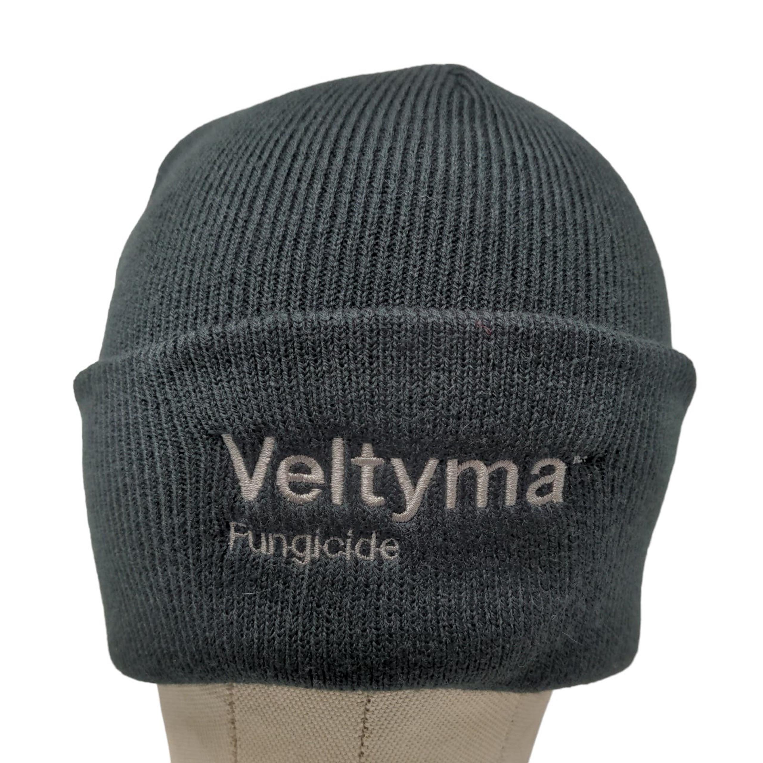 Port & Company Men's Knit Beanie Hat Black Embroidered Veltyma Fungicide Logo