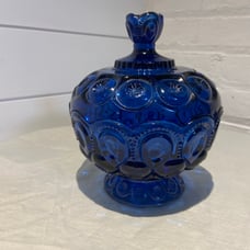 Vintage LE Smith Cobalt Blue Glass Star and Moon Candy Dish