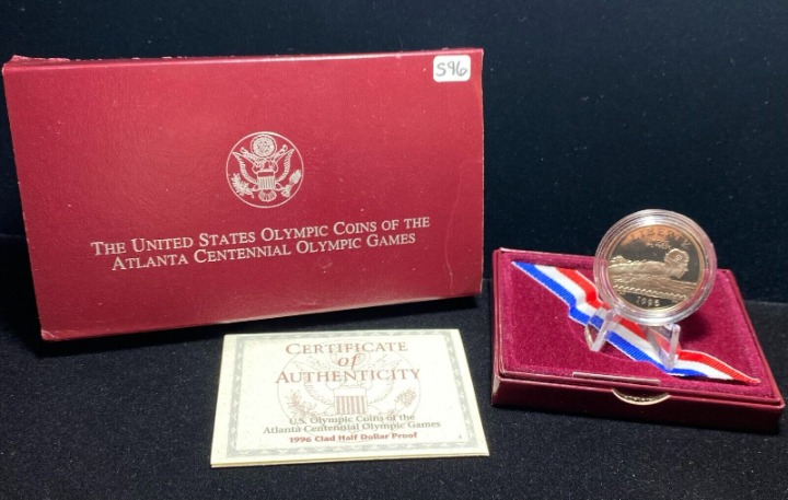 1996 UNITED STATES MINT PROOF COMMEMORATIVE ATLANTA OLYMPIC SWIM HALF DOLLAR