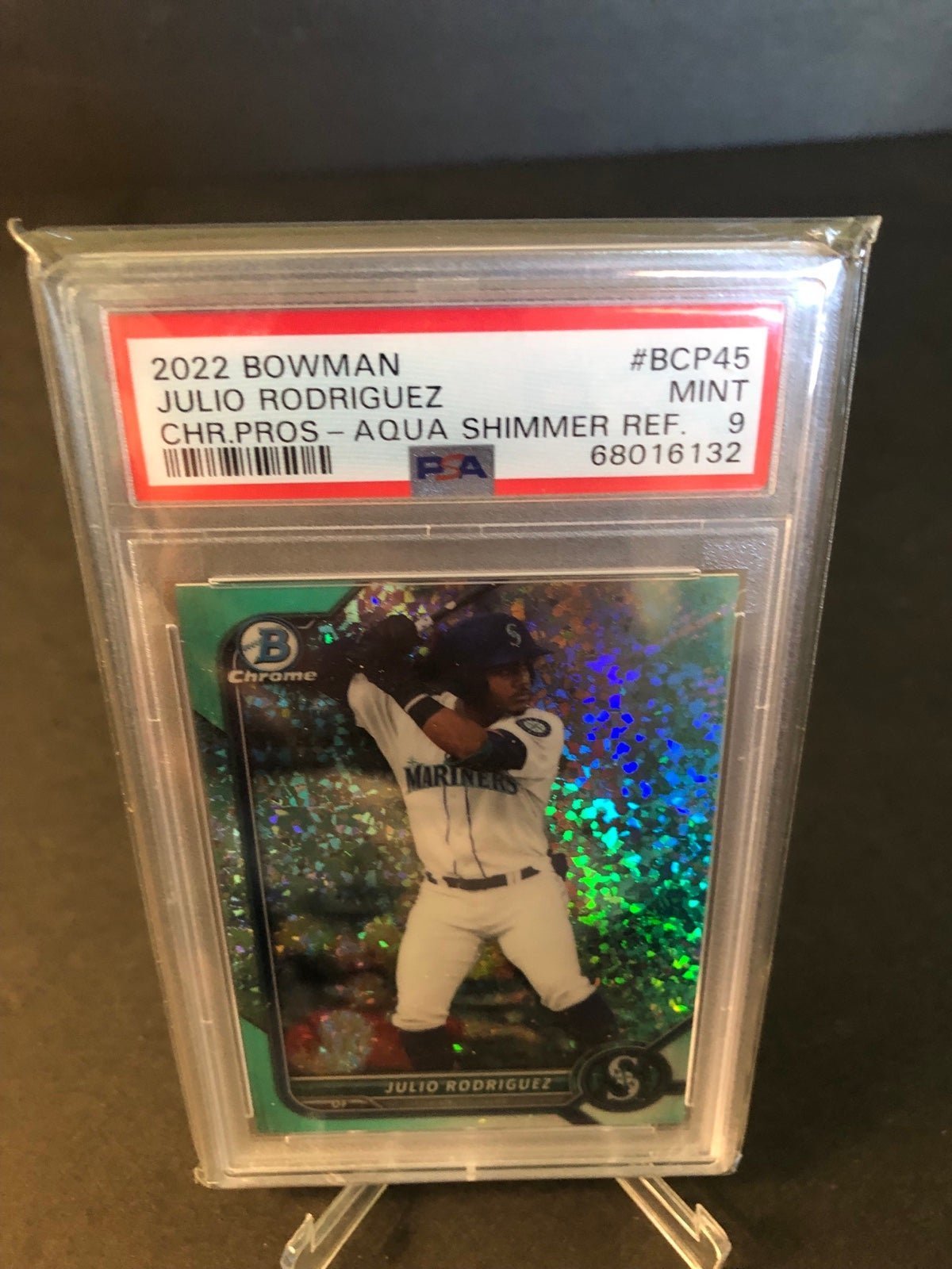 Julio Rodriguez 2022 Bowman Chrome Prosp. /125 Aqua Shimmer Refractor PSA 9 Mint