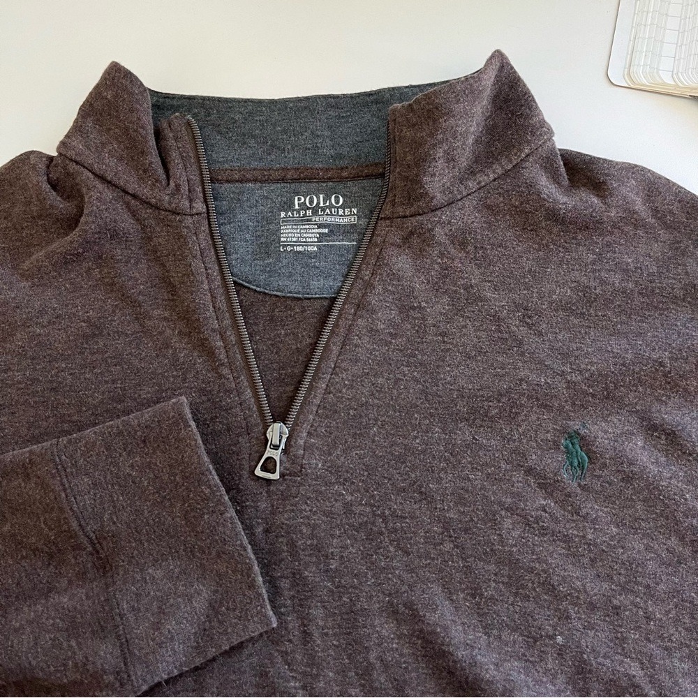 Polo Ralph Lauren Performance Men's Quarter Zip Brown Large Long Sleeve