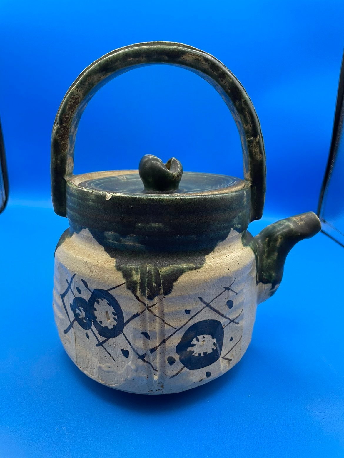 Japanese Vintage Oribe Tea Pot