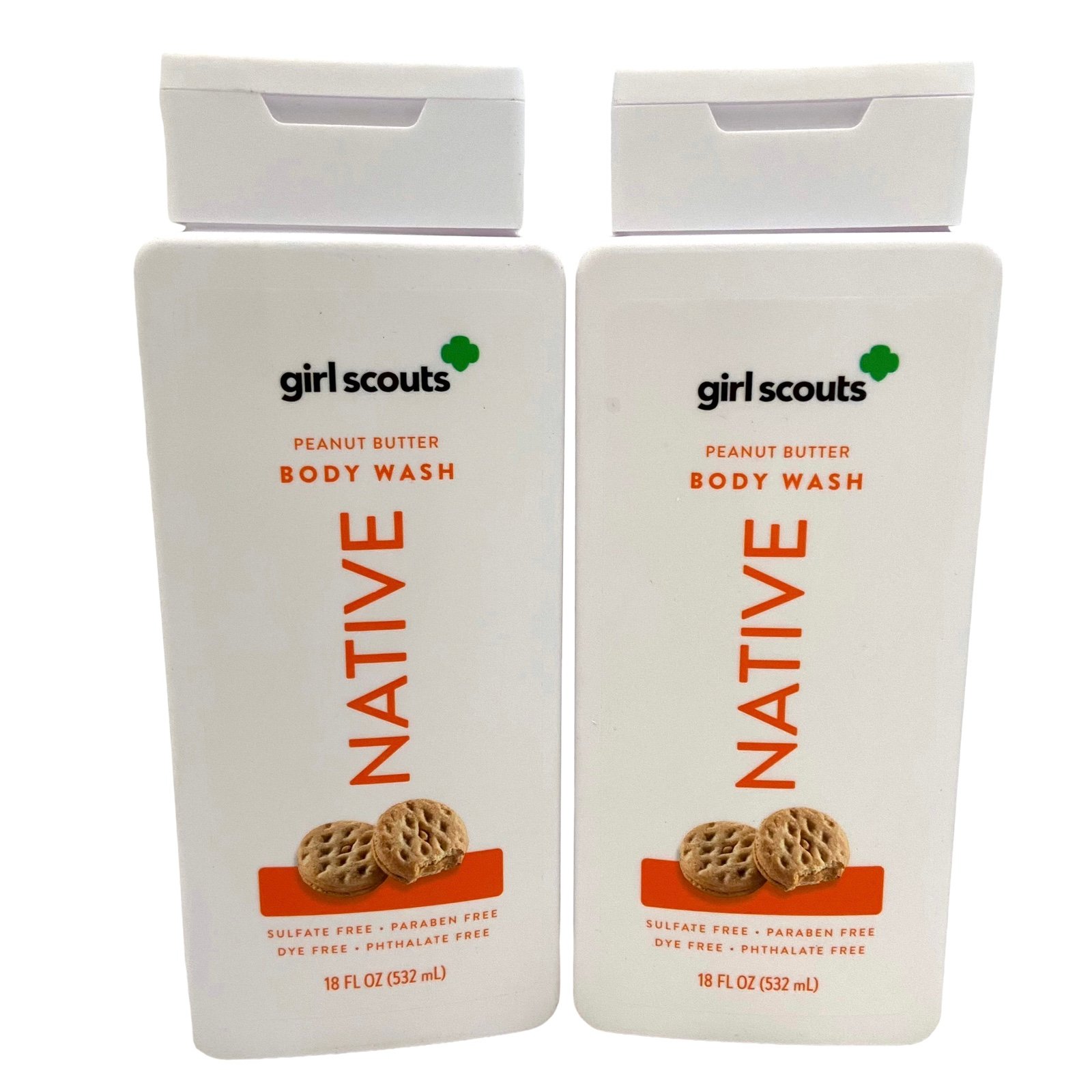 2x Native Girl Scouts Peanut Butter Do-Si-Dos Body Wash 18 fl oz