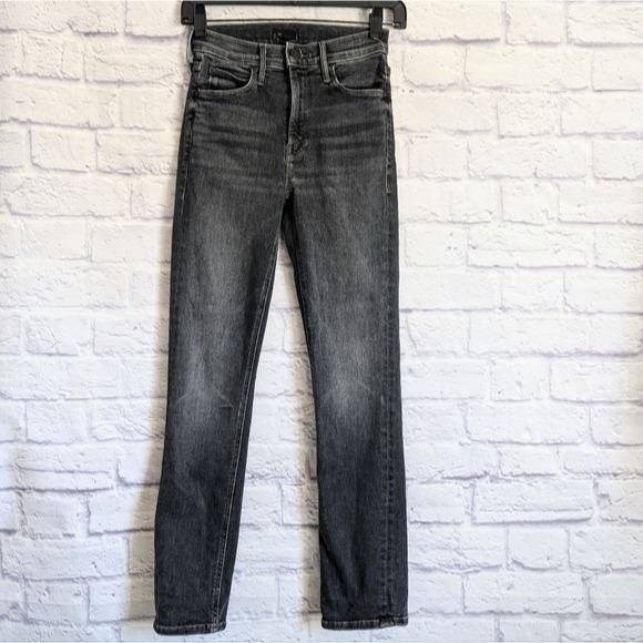 Mother Mid Rise Dazzler Ankle Jeans 25 Night is Watching Gray Black Faded Denim