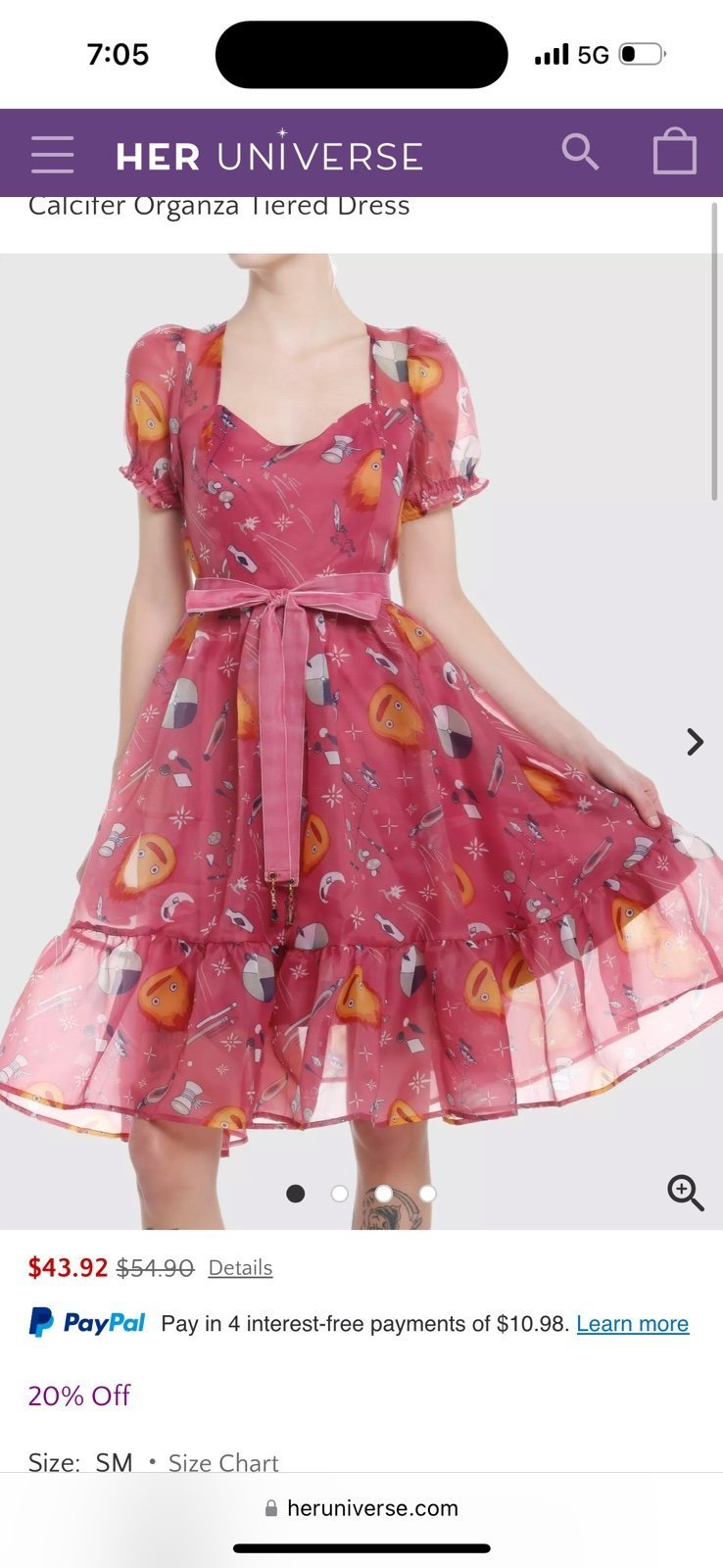 NWT Her Universe Studio Ghibli Howl's Moving Castle Calcifer Organza Dress S/M