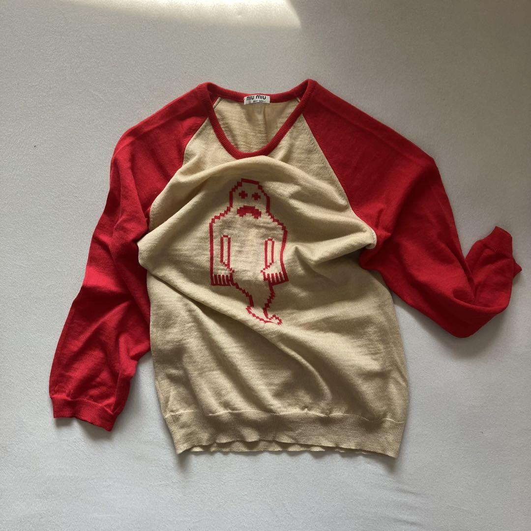 【高い素材】 00s MIU MIU Wool Ghost Bicolor Knitwear Other トップス