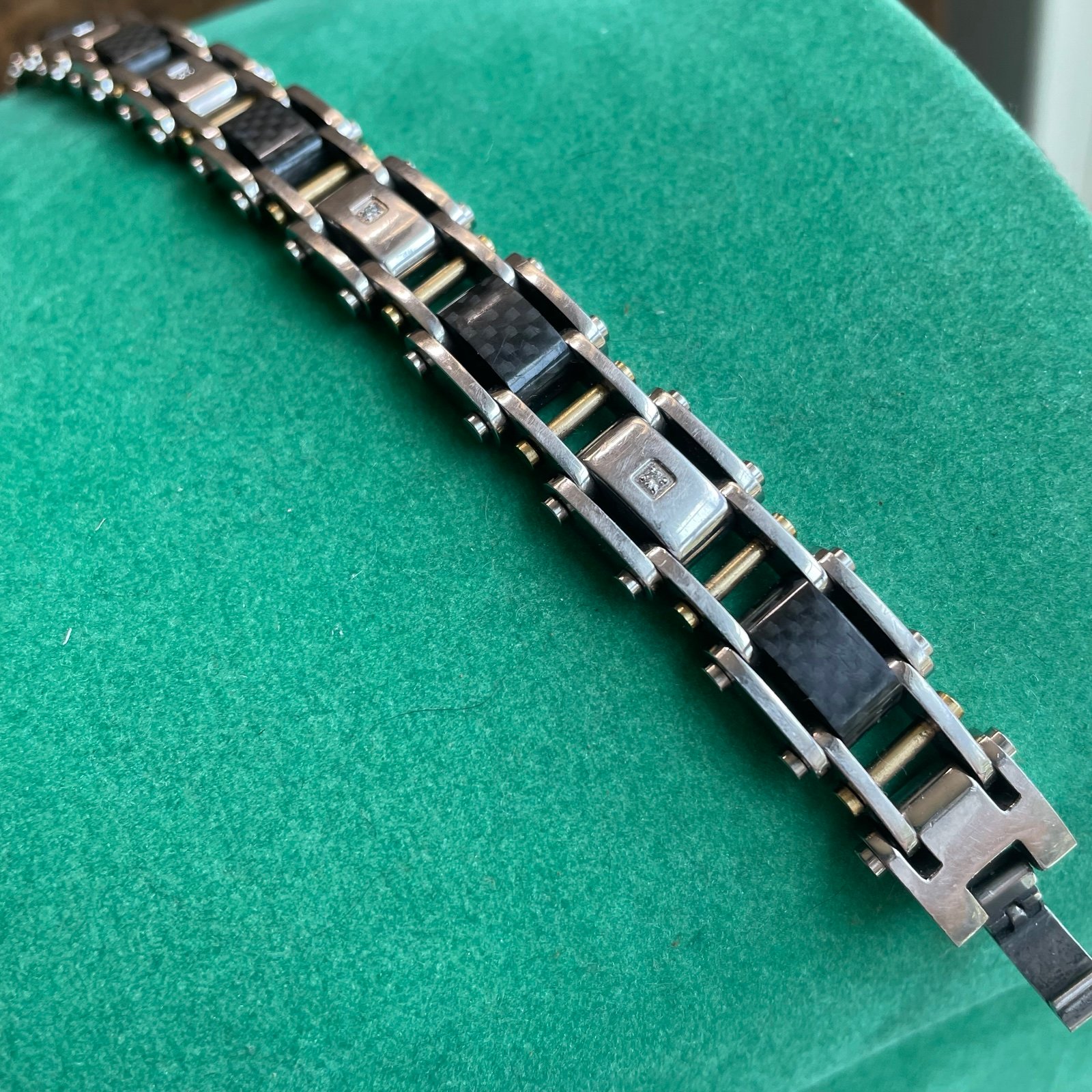 Diamond Link Bracelet Stainless steel chain link mens jewelry