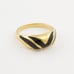 Vintage Avon Black Enamel Chevron Ring Size 8 Gold Plated Dome Band