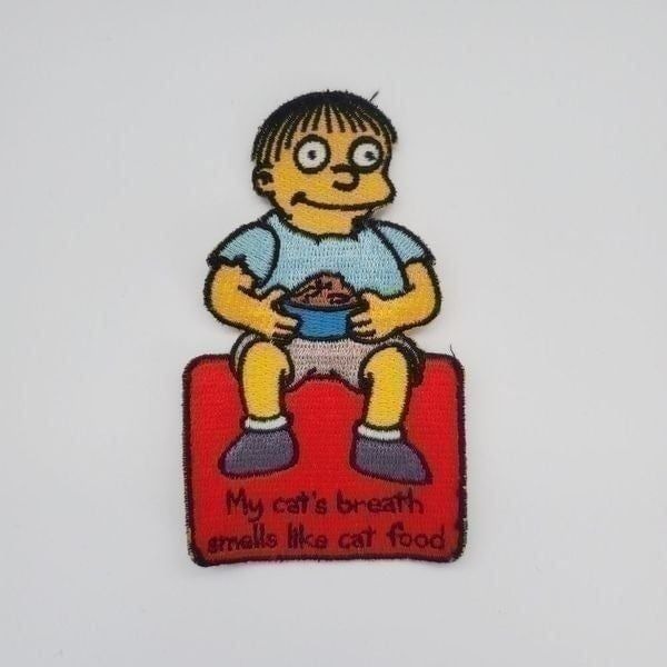 Vintage Y2K The Simpsons Ralph Wiggum Iron On Patch Hot Topic 2000's Cat Food