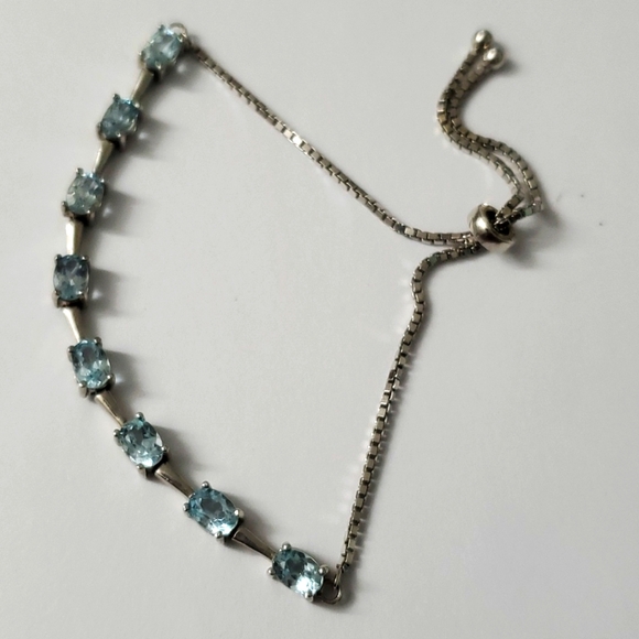 Sterling Silver 925 Topaz Bolo Tie Bracelet