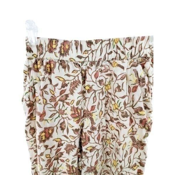 Rachel Zoe Women's Elastic Waistline Wide Legs Linen Floral Pants Size Medium
