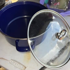 Chantal cobalt blue enamel on steel lidded casserole pot