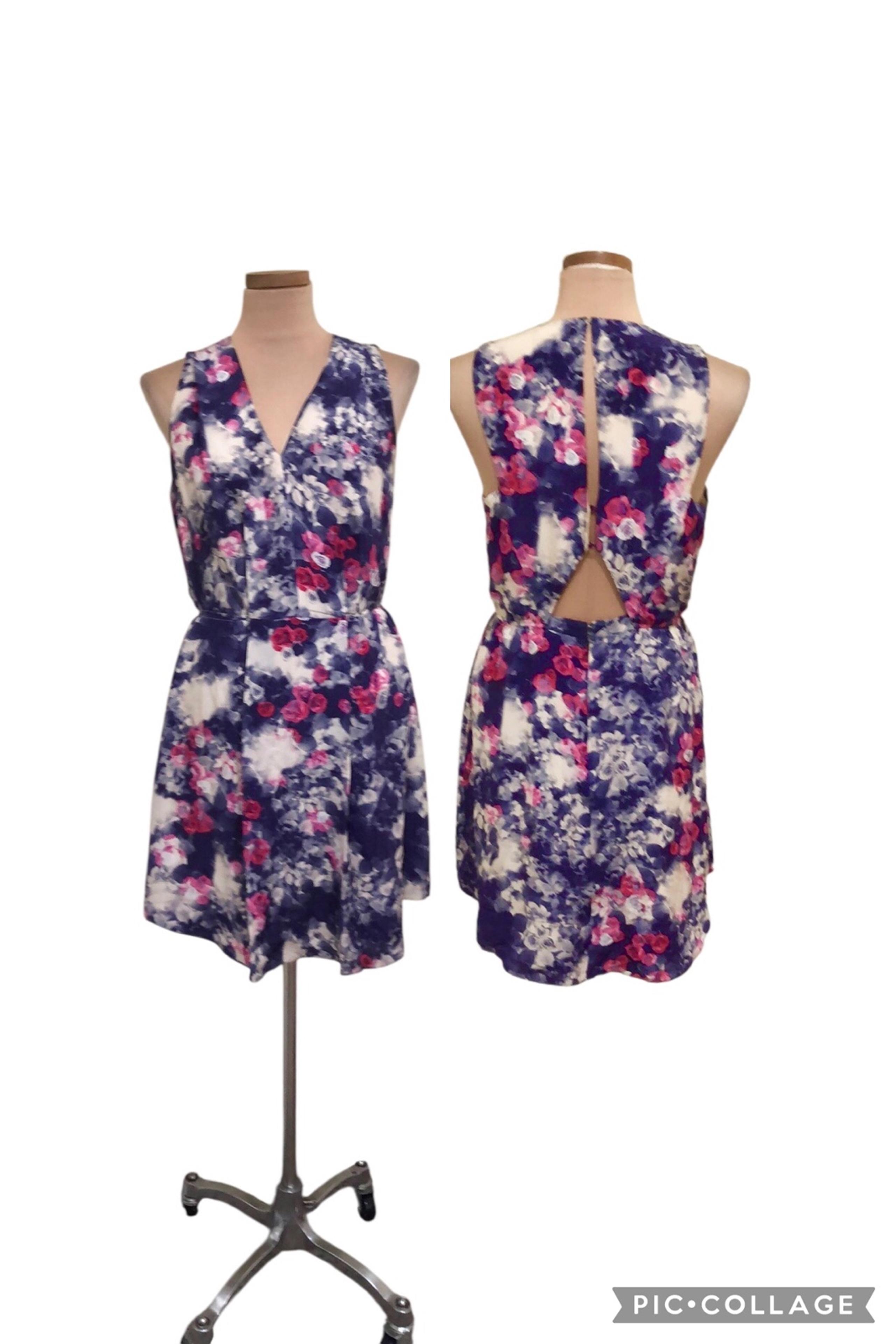 Rebecca Taylor Rose Garden Dress Size 8 Purple Pink Floral Print Silk