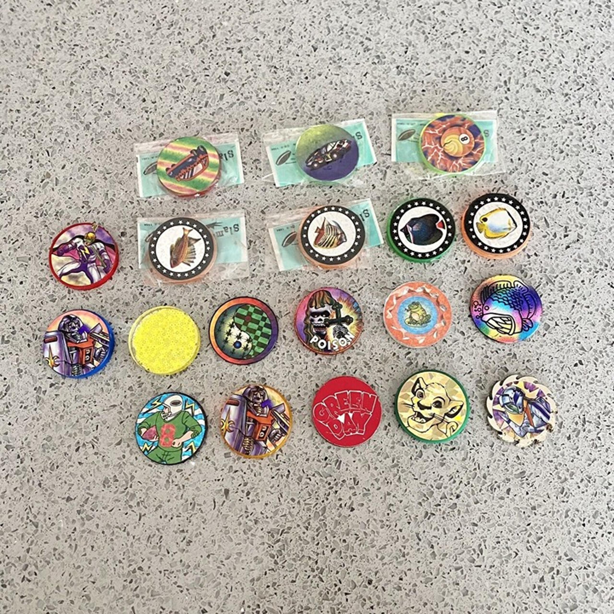 Lot of 19 Vintage 90s Pogs Mixed Variety Slammers Collectible