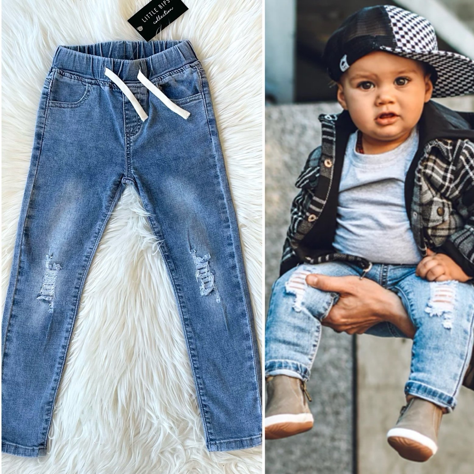 Little Bipsy Kids Light Wash Distressed Denim Jeans 4/5T