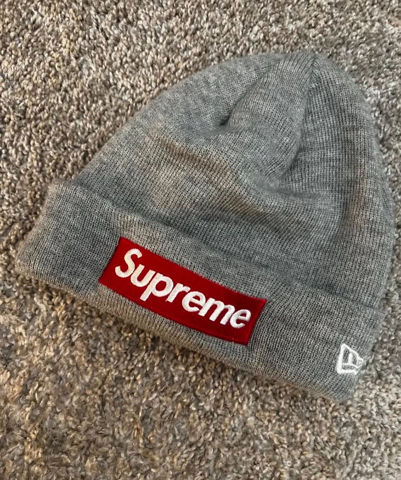 Supreme New Era Box Logo Beanie (FW18) | Heather Grey