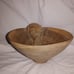 Vintage Wood Carved Lion Bowl Hobo Hippie Art Cat Tiger