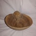 Vintage Wood Carved Lion Bowl Hobo Hippie Art Cat Tiger