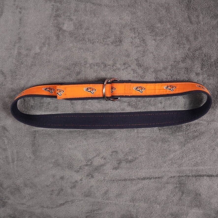 Vineyard Vines Tigers Canvas Belt Mens Medium Orange Blue D-Ring 36 to 40 inches