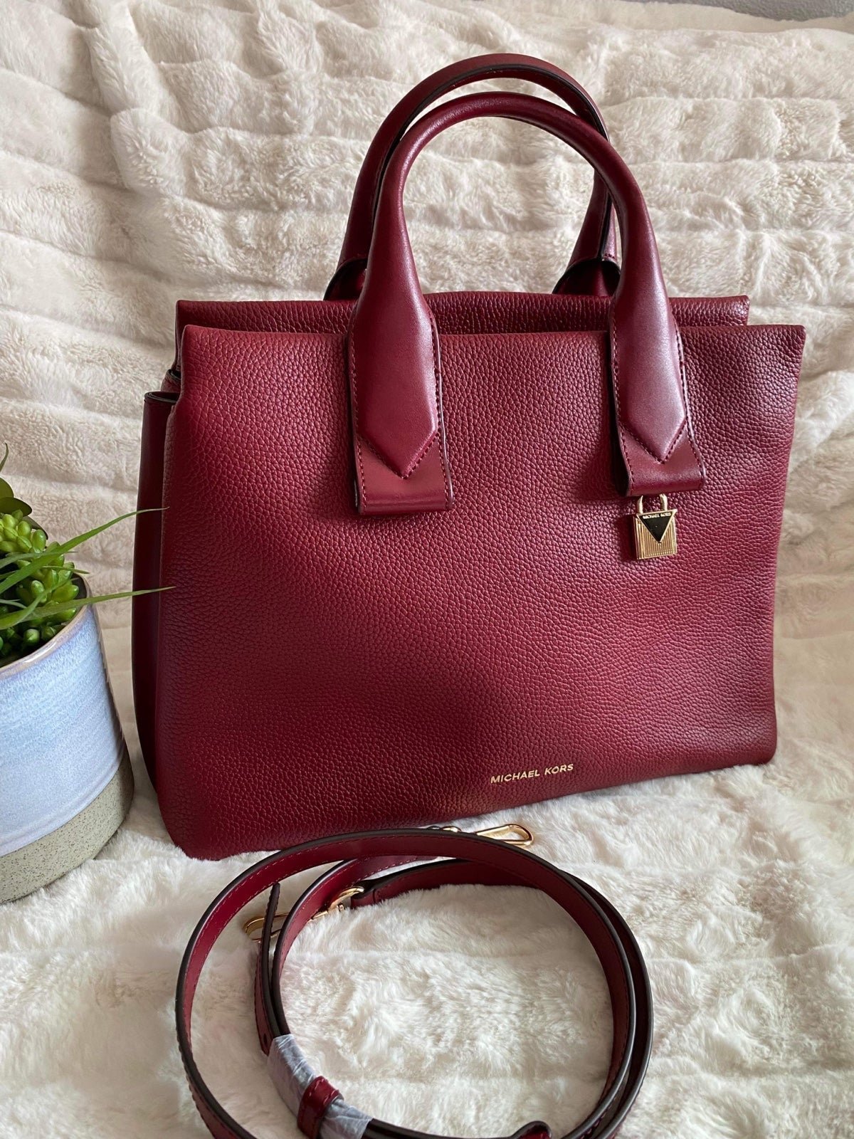 Brand New Michael Kors Pebbled Leather Satchel Bag