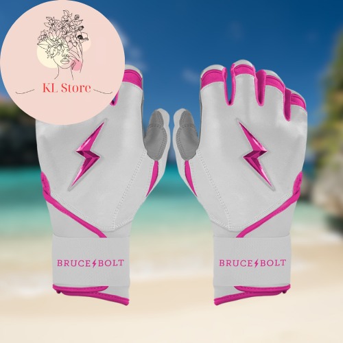 NWT Bruce Bolt Youth CHROME Series Long Cuff Batting Gloves | Pink | Sz: YM