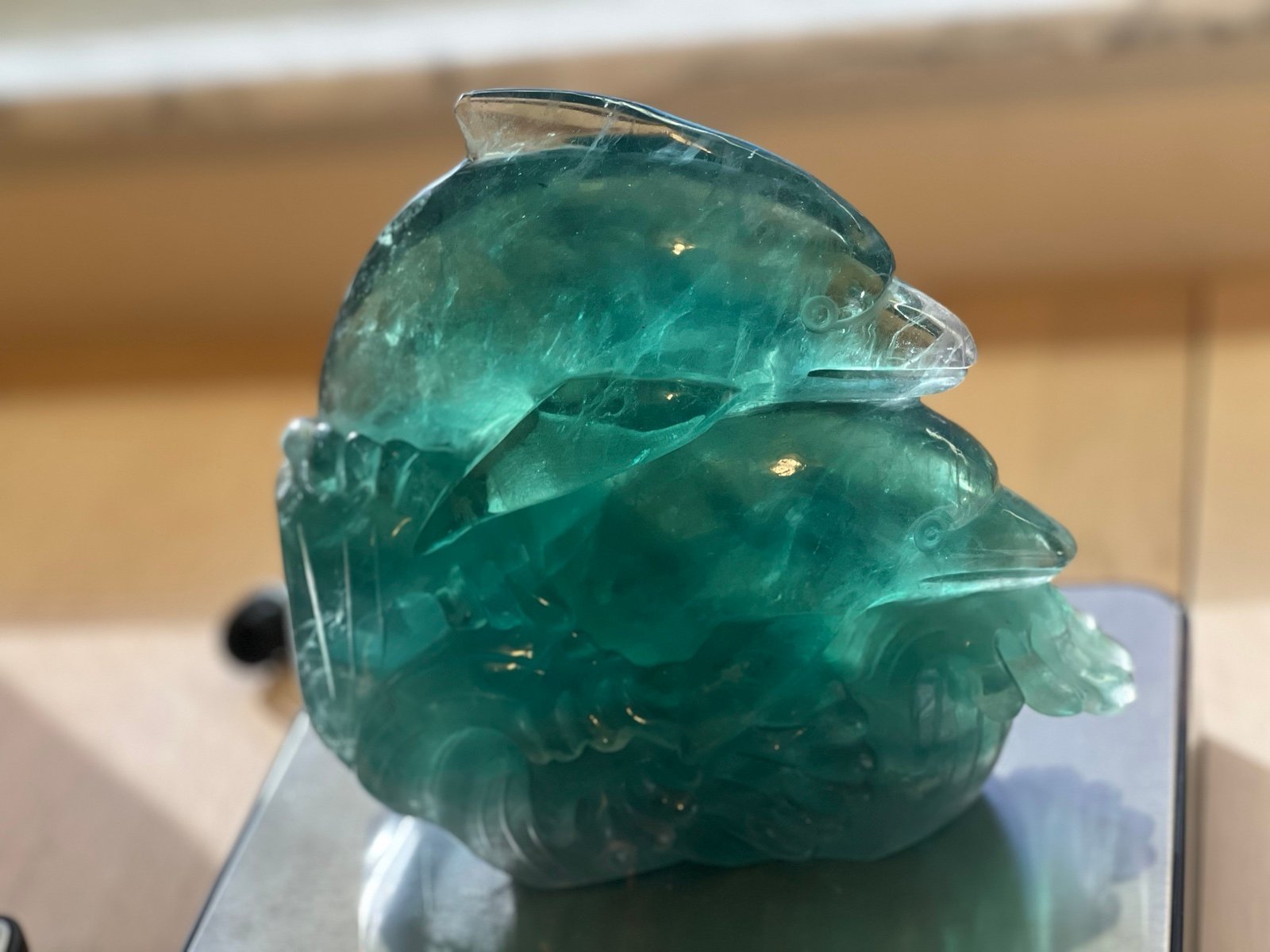 Breathtaking fluorite double dolphin carving!! Rare piece!!