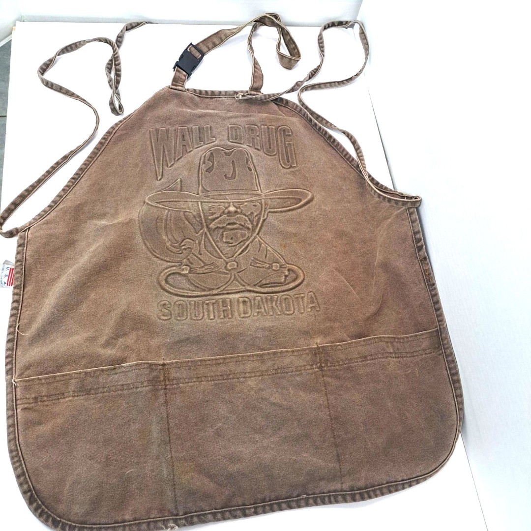Classic Wall Drug Cowboy Brown Canvas Apron Made in the USA Pre Owned