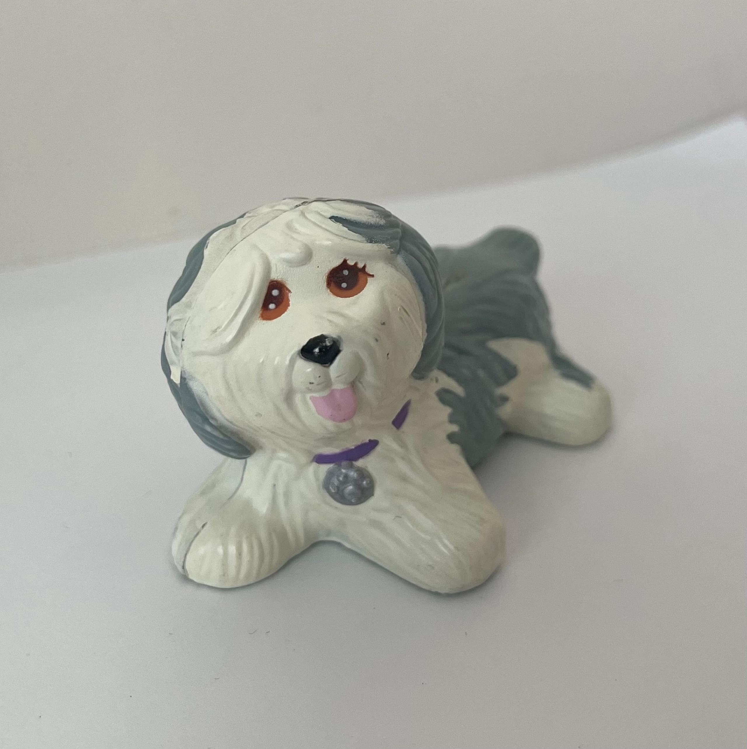 Vintage Littlest Pet Shop Sheepdog Figure Kenner Gray White dog mother 90s 1993