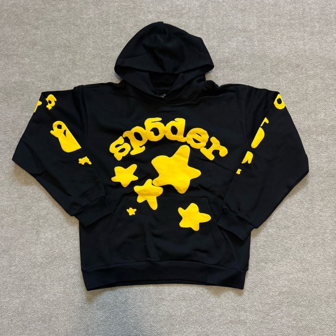 NEW Sp5der Hoodie Black and Yellow Size L