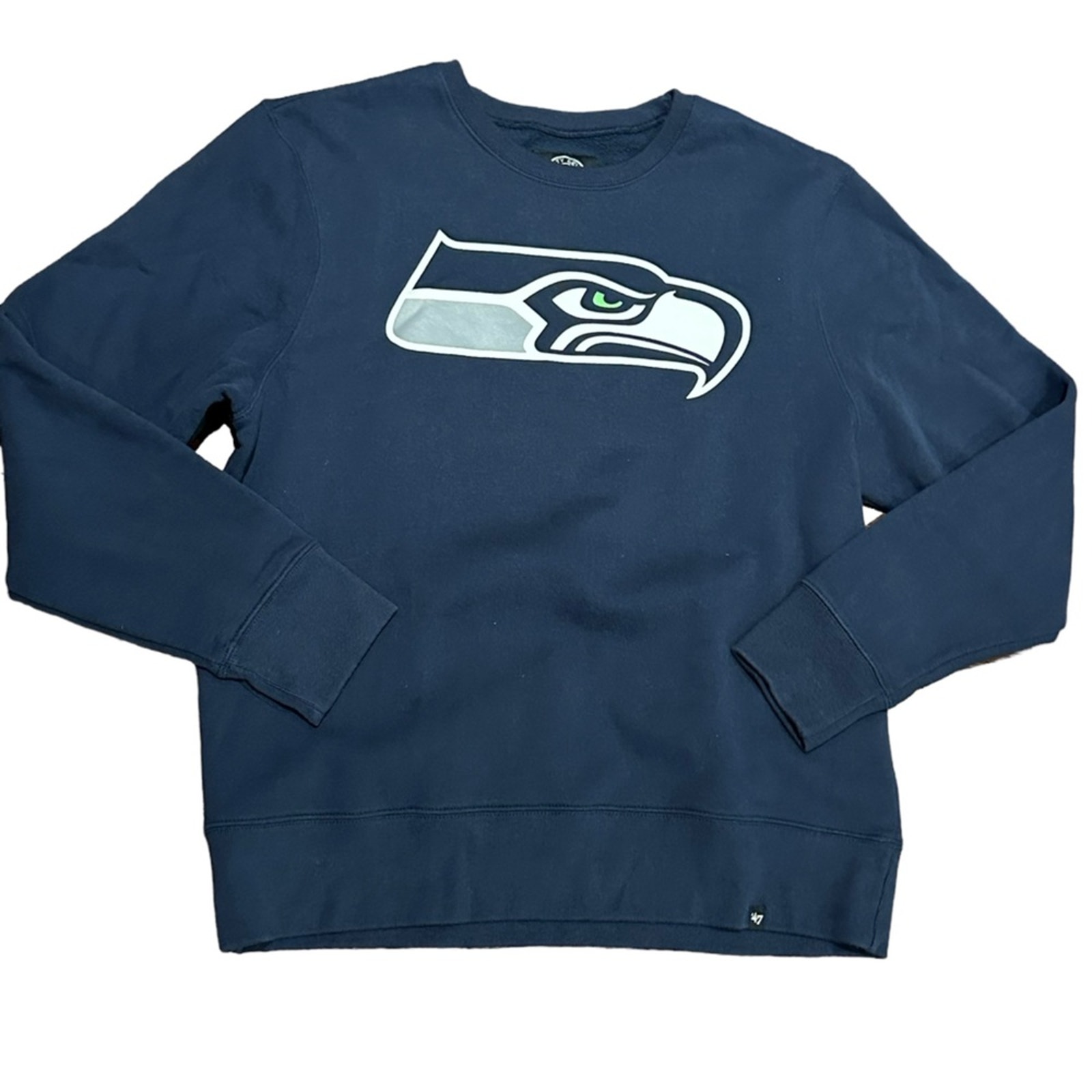 Seattle Seahawks Adult Large Navy Blue Long Sleeve Sweatshirt Cotton Poly Blend