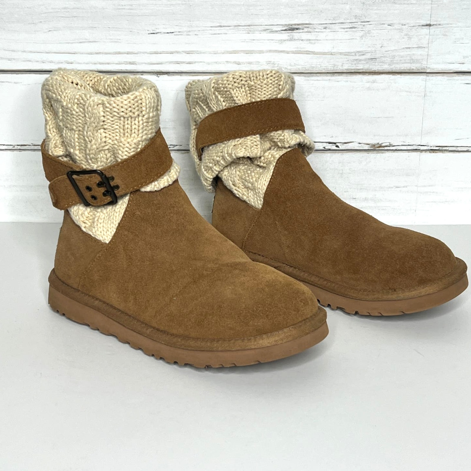 Ugg Cassidee Foldover Knit Boot Chestnut Brown Shoe Size 7