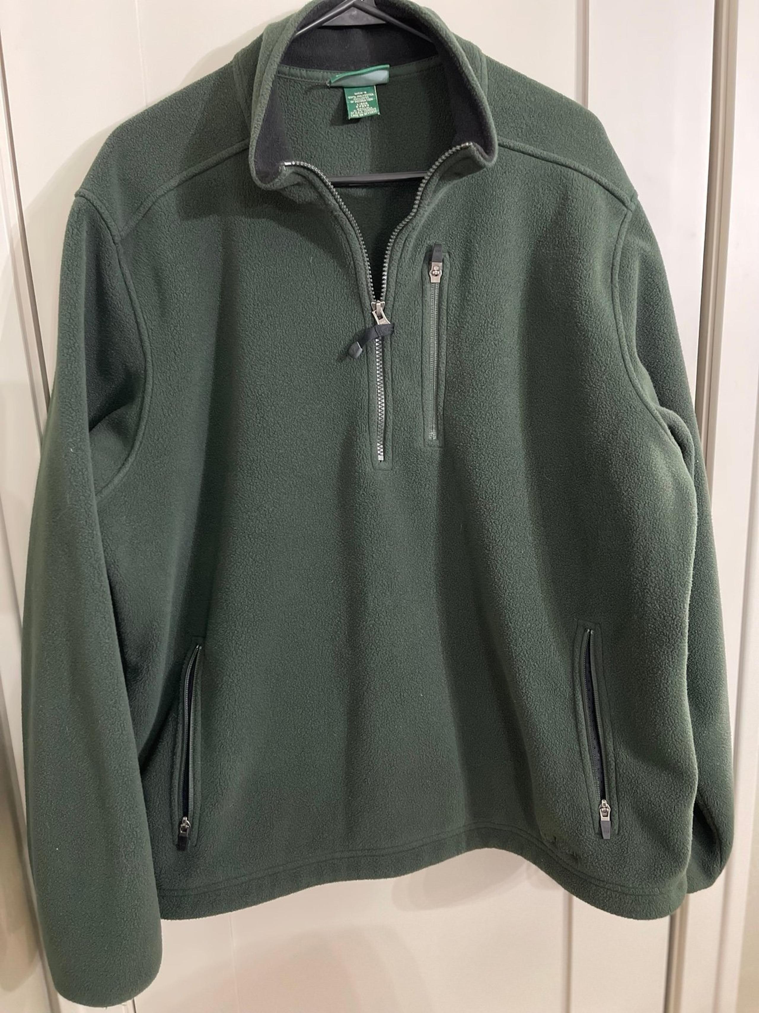 L.L. Bean Men’s Fleece Pullover 1/4 Zip Sweatshirt Jacket Size Large Green