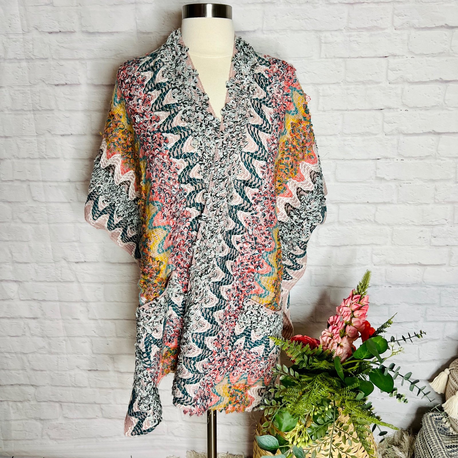 Multicoloured Poncho Scarf