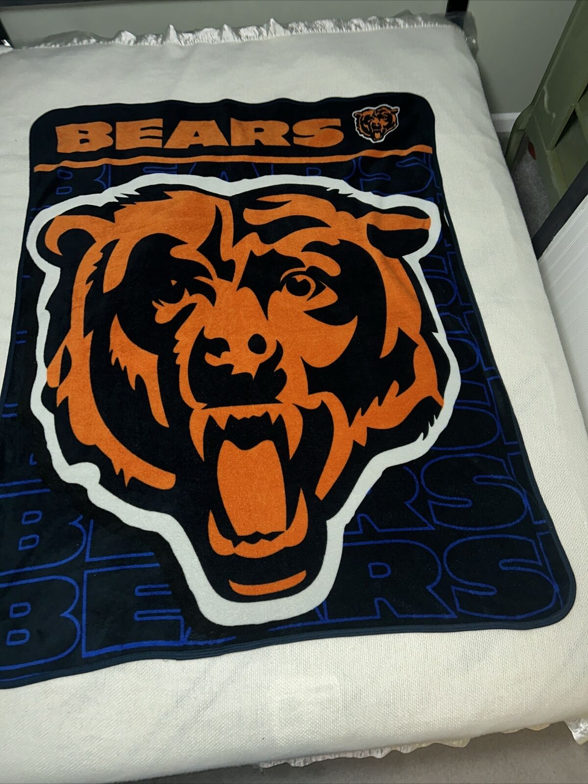 Vtg Rare NORTHWEST Chicago Bears Throw Stadium Fleece Blanket Only 1 Like It!!!