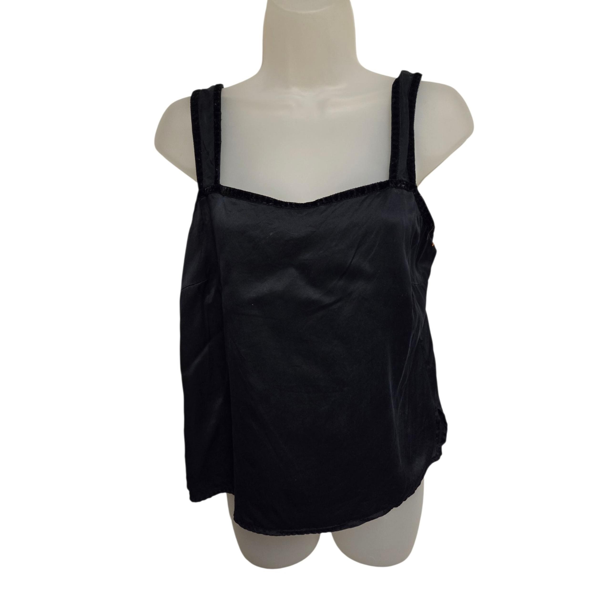 Vintagr 90s Silk Assets Diane von Furstenberg Silk Cami Velvet Trim Tank Top S