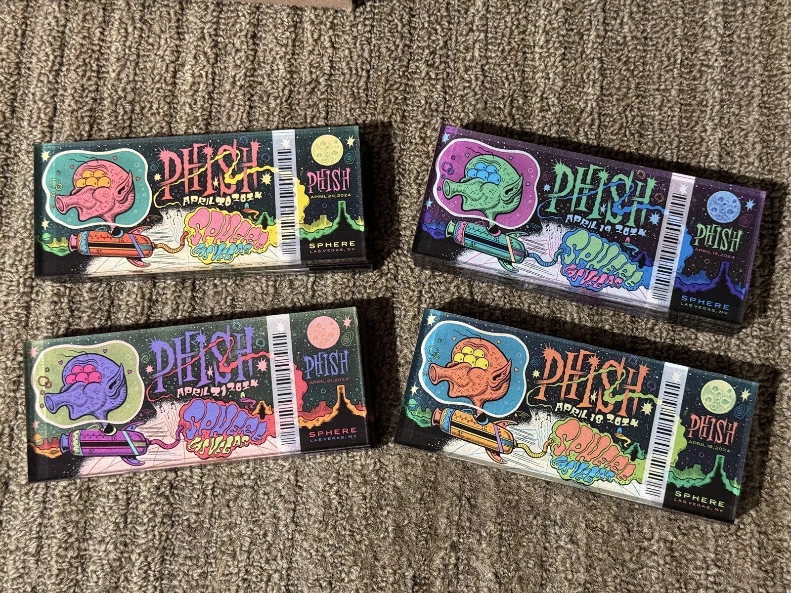 Phish Sphere Las Vegas Sphere Ticket Stub Magnet Set 4/18 4/19 4/20 4/21